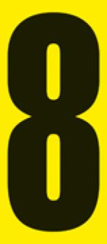 Startnummer 8 gelb/schwarz 160 x 70mm